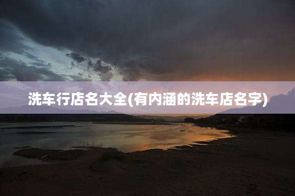 洗车行店名大全(有内涵的洗车店名字)