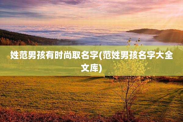 姓范男孩有时尚取名字(范姓男孩名字大全文库)