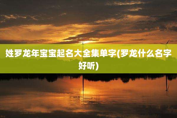 姓罗龙年宝宝起名大全集单字(罗龙什么名字好听)