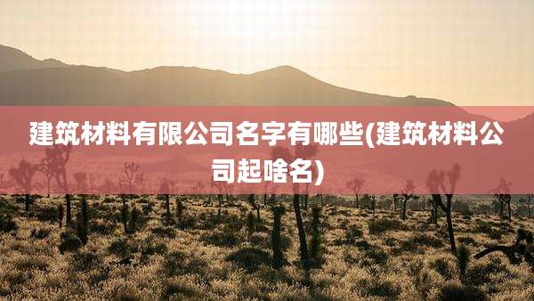 建筑材料有限公司名字有哪些(建筑材料公司起啥名)