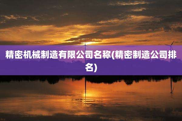 精密机械制造有限公司名称(精密制造公司排名)