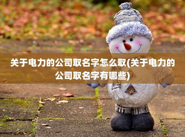 关于电力的公司取名字怎么取(关于电力的公司取名字有哪些)