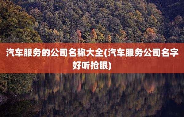 汽车服务的公司名称大全(汽车服务公司名字好听抢眼)
