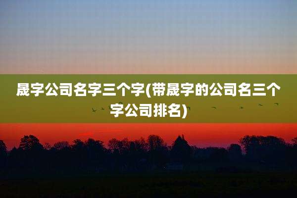 晟字公司名字三个字(带晟字的公司名三个字公司排名)