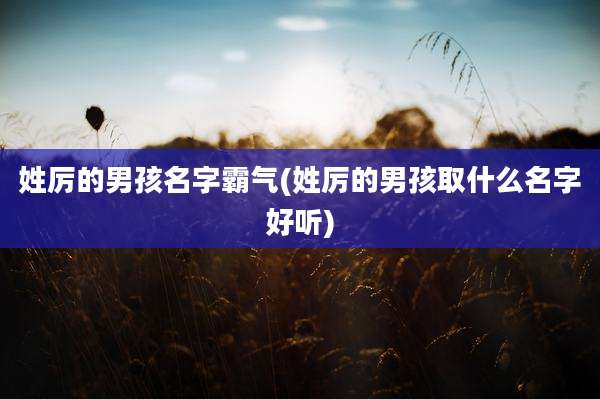 姓厉的男孩名字霸气(姓厉的男孩取什么名字好听)