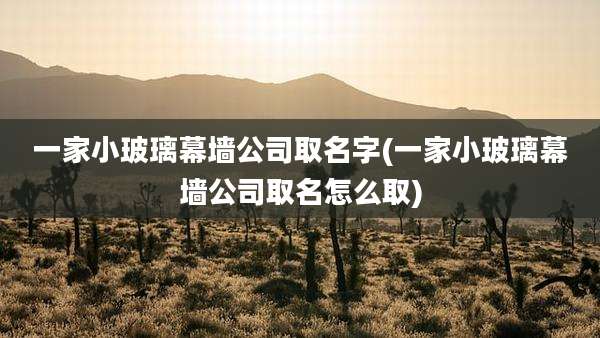 一家小玻璃幕墙公司取名字(一家小玻璃幕墙公司取名怎么取)