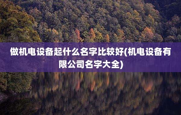 做机电设备起什么名字比较好(机电设备有限公司名字大全)