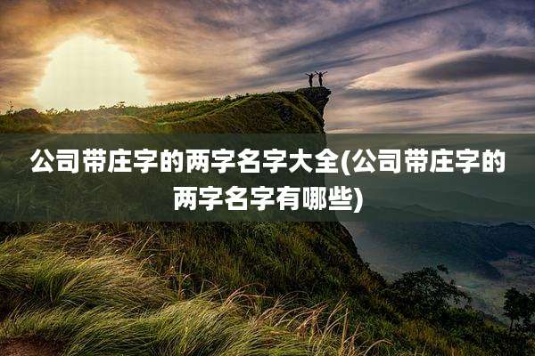 公司带庄字的两字名字大全(公司带庄字的两字名字有哪些)