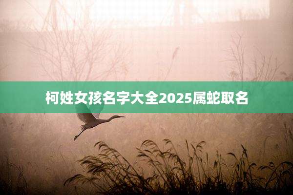 柯姓女孩名字大全2025属蛇取名