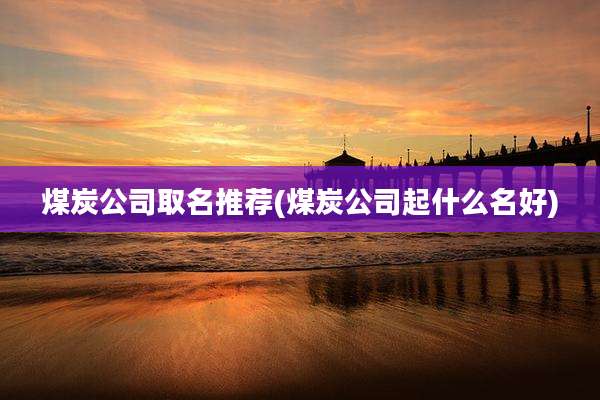 煤炭公司取名推荐(煤炭公司起什么名好)