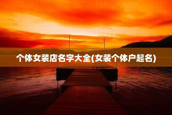 个体女装店名字大全(女装个体户起名)