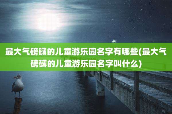 最大气磅礴的儿童游乐园名字有哪些(最大气磅礴的儿童游乐园名字叫什么)