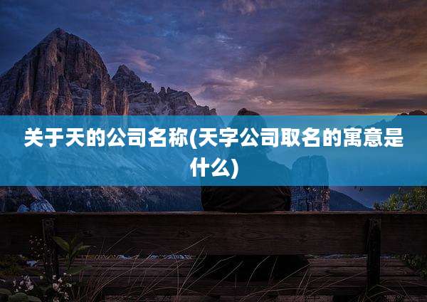 关于天的公司名称(天字公司取名的寓意是什么)