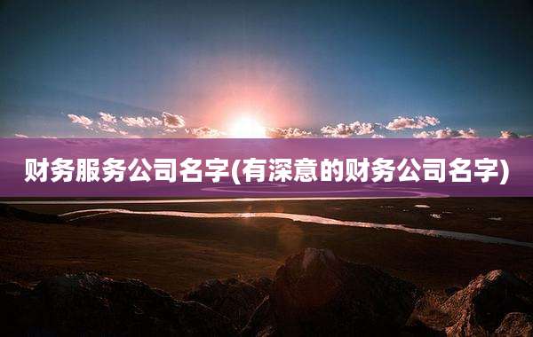 财务服务公司名字(有深意的财务公司名字)