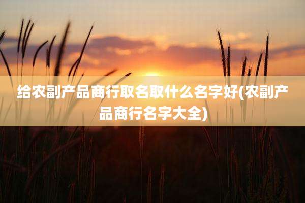 给农副产品商行取名取什么名字好(农副产品商行名字大全)