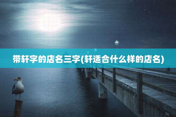 带轩字的店名三字(轩适合什么样的店名)