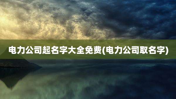 电力公司起名字大全免费(电力公司取名字)
