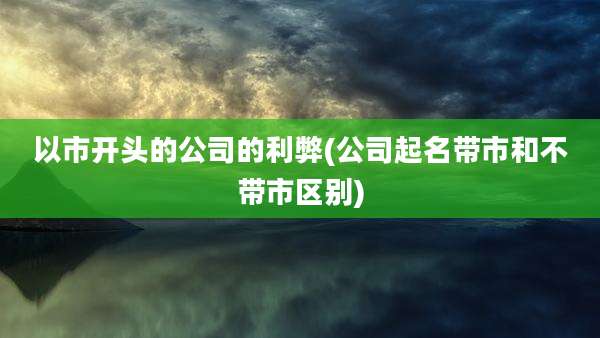 以市开头的公司的利弊(公司起名带市和不带市区别)