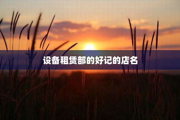 设备租赁部的好记的店名