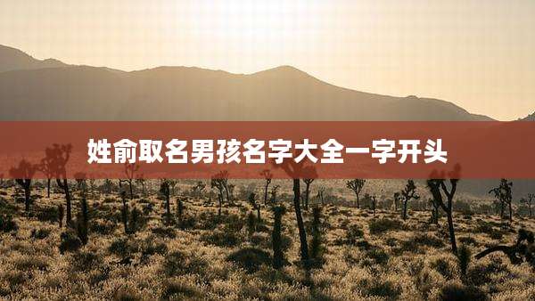 姓俞取名男孩名字大全一字开头