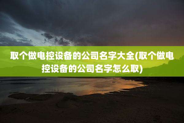 取个做电控设备的公司名字大全(取个做电控设备的公司名字怎么取)