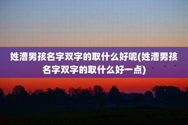 姓漕男孩名字双字的取什么好呢(姓漕男孩名字双字的取什么好一点)