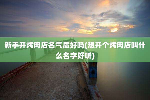 新手开烤肉店名气质好吗(想开个烤肉店叫什么名字好听)
