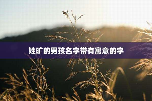 姓旷的男孩名字带有寓意的字