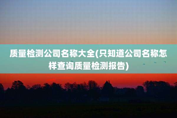 质量检测公司名称大全(只知道公司名称怎样查询质量检测报告)