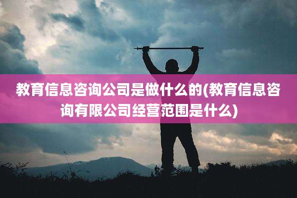 教育信息咨询公司是做什么的(教育信息咨询有限公司经营范围是什么)