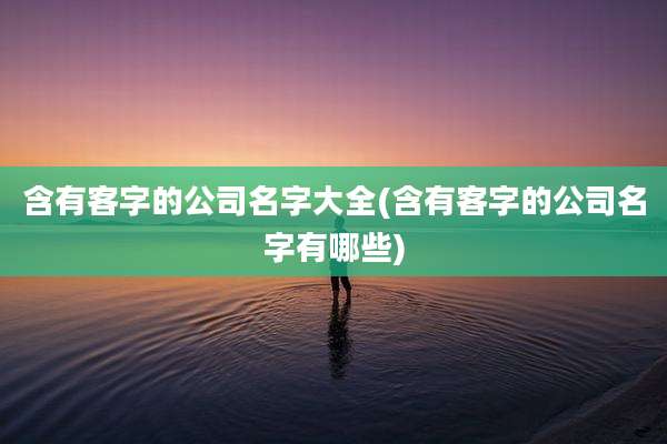 含有客字的公司名字大全(含有客字的公司名字有哪些)
