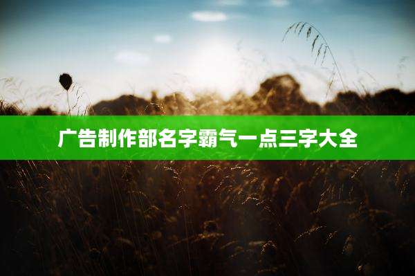 广告制作部名字霸气一点三字大全