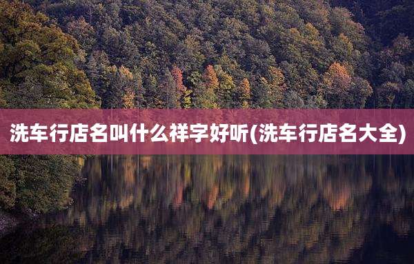洗车行店名叫什么祥字好听(洗车行店名大全)