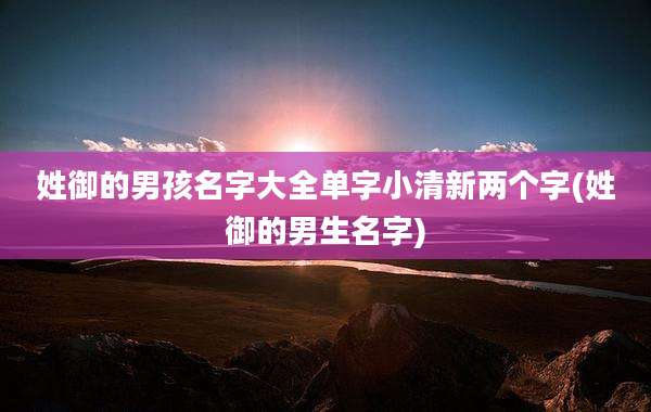 姓御的男孩名字大全单字小清新两个字(姓御的男生名字)
