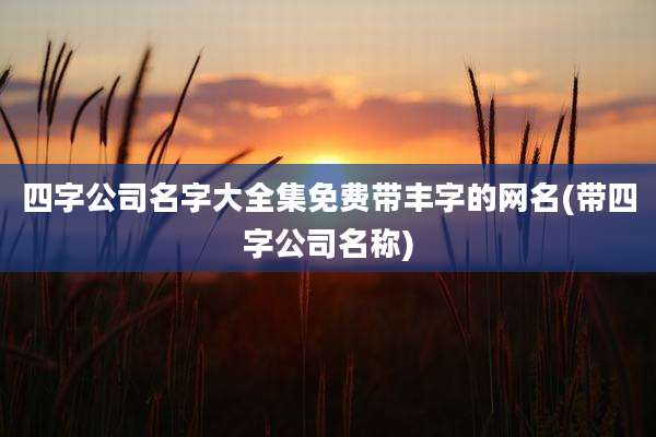 四字公司名字大全集免费带丰字的网名(带四字公司名称)