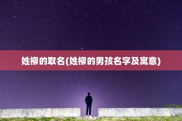 姓柳的取名(姓柳的男孩名字及寓意)