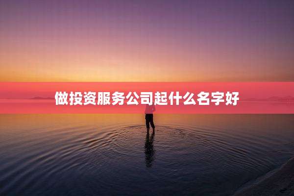 做投资服务公司起什么名字好