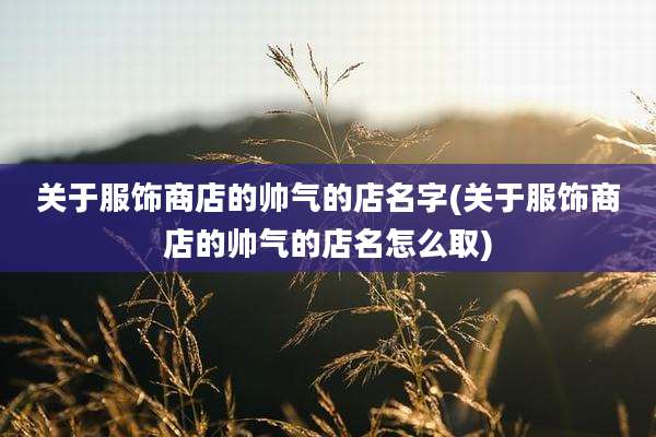 关于服饰商店的帅气的店名字(关于服饰商店的帅气的店名怎么取)