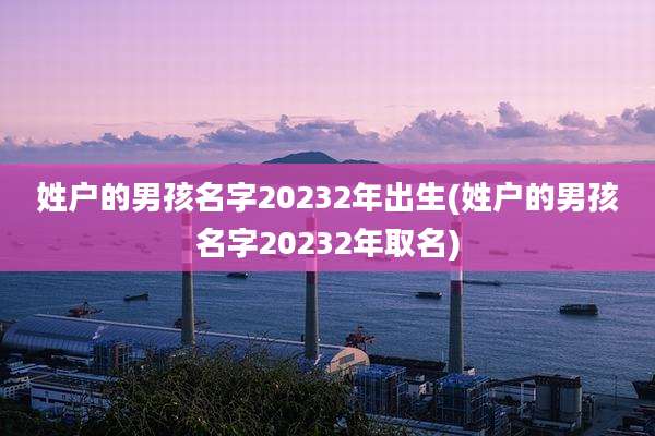 姓户的男孩名字20232年出生(姓户的男孩名字20232年取名)