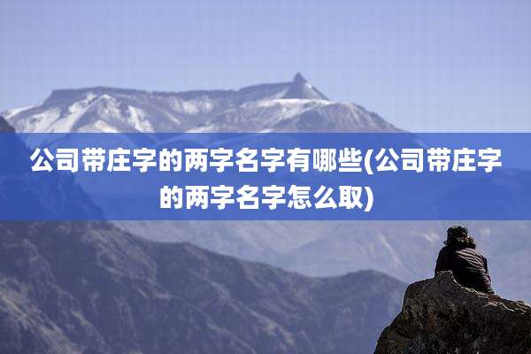 公司带庄字的两字名字有哪些(公司带庄字的两字名字怎么取)