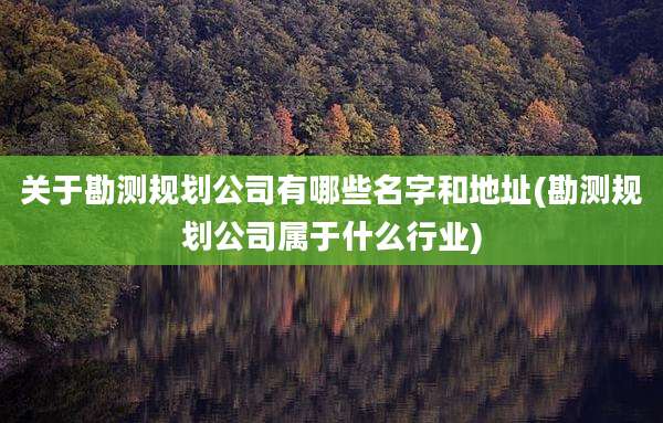 关于勘测规划公司有哪些名字和地址(勘测规划公司属于什么行业)