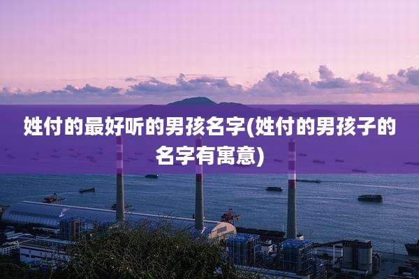 姓付的最好听的男孩名字(姓付的男孩子的名字有寓意)