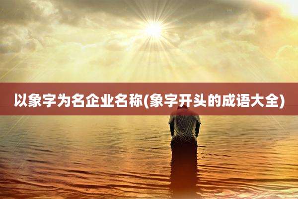 以象字为名企业名称(象字开头的成语大全)
