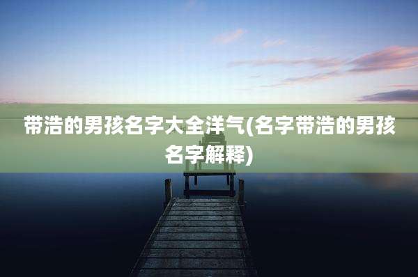 带浩的男孩名字大全洋气(名字带浩的男孩名字解释)
