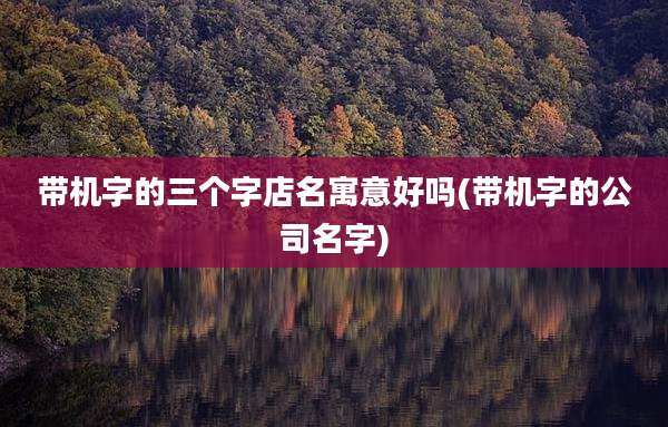带机字的三个字店名寓意好吗(带机字的公司名字)