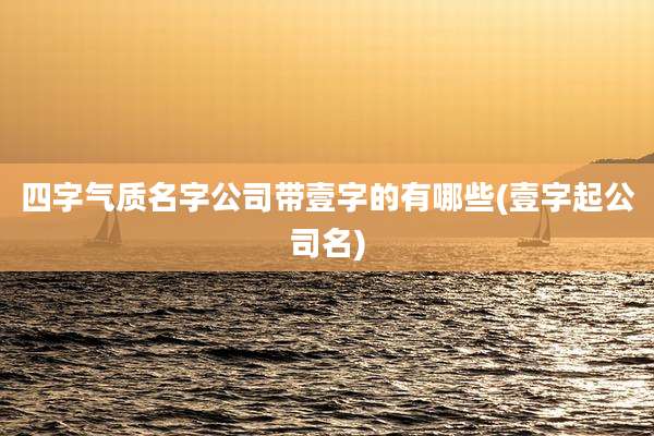 四字气质名字公司带壹字的有哪些(壹字起公司名)