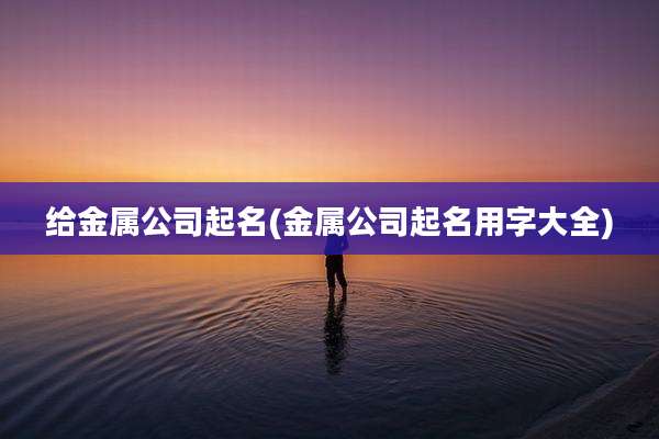 给金属公司起名(金属公司起名用字大全)