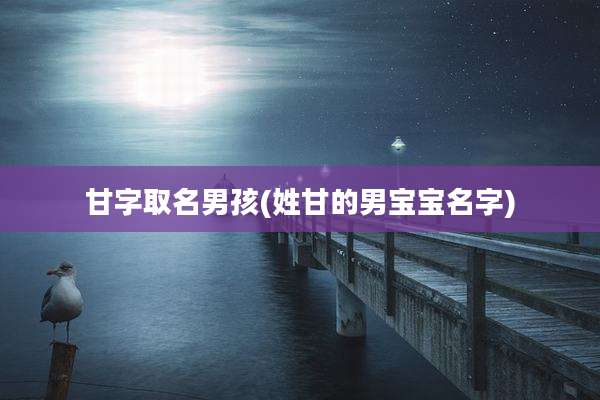 甘字取名男孩(姓甘的男宝宝名字)