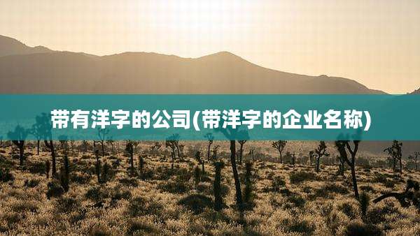 带有洋字的公司(带洋字的企业名称)