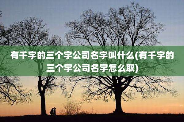 有千字的三个字公司名字叫什么(有千字的三个字公司名字怎么取)